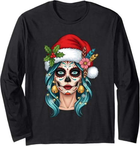 Christmas Skull Gifts Artistic Holiday Santa - sugar skull beanie
