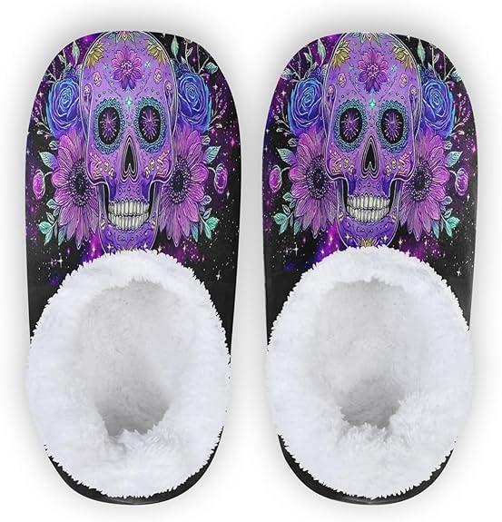 Dussdil - sugar skull slippers womens