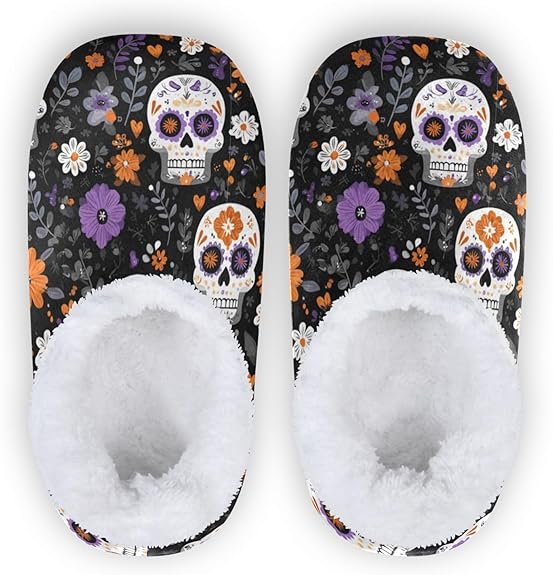 Dussdil - sugar skull slippers womens