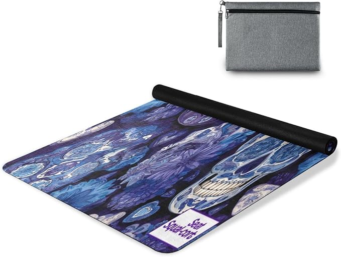 Sugar Skulls Dark Blue Yoga Mat for Women Men 71" x 26" Non Slip Exercise & Fitness Mat 1mm Thick Workout Mat for Yoga, Pilates, Come with Storage Bag - sugar skull yoga mat