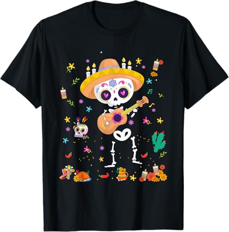 Dia De Los Muertos TShirt Boy Skeleton Sugar Skull - sugar skull t-shirt womens