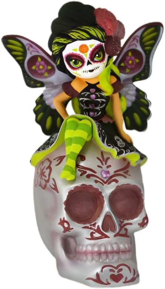 The Hamilton Collection Soulful Spirits Figurine Collection Issue #7: Spirit of The Merciful Grace Glow in The Dark Sugar Skull Decor by Jasmine Becket-Griffith 6-inches - sugar skull figurine collectible