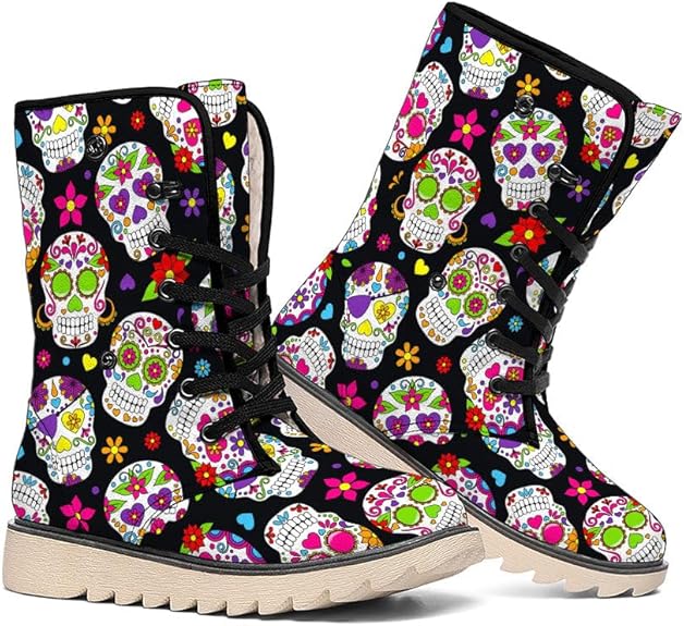 Custom - sugar skull boots for women