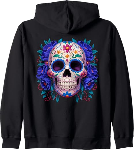 Sugar Skull Day Of The Dead skeletons Men Women - sugar skull hoodie mens