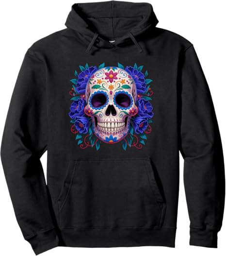 Sugar Skull Day Of The Dead skeletons Men Women - sugar skull hoodie mens