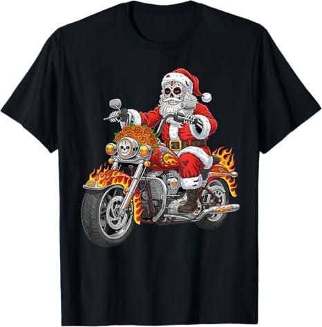 Colorful Sugar Skull Biker Art Mexican Men Women - sugar skull t-shirt womens