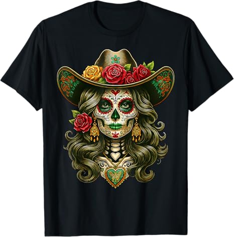 Day of the Dead Sugar Skull Women Men Apparel Co. - sugar skull t-shirt womens