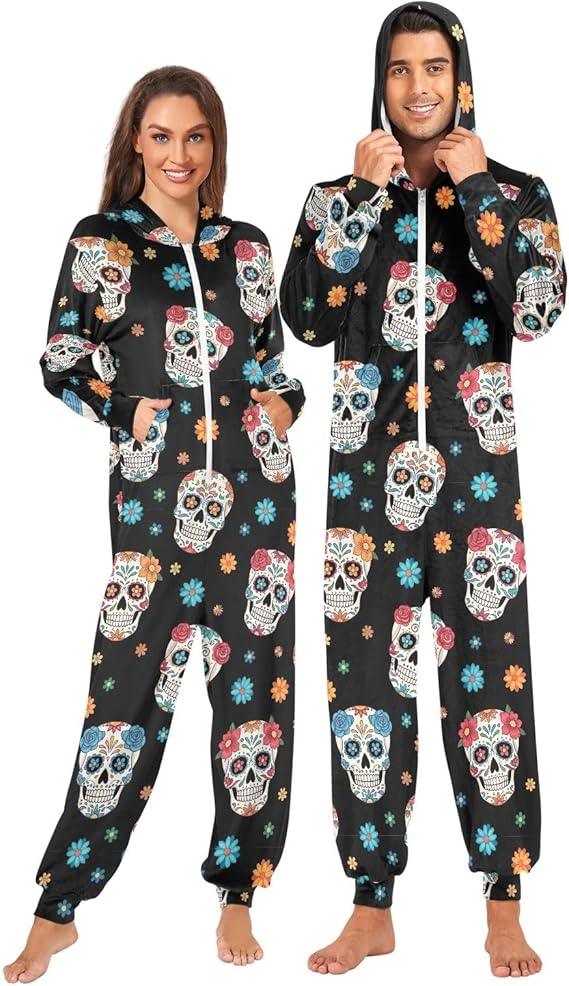 CHIFIGNO - sugar skull pajamas womens