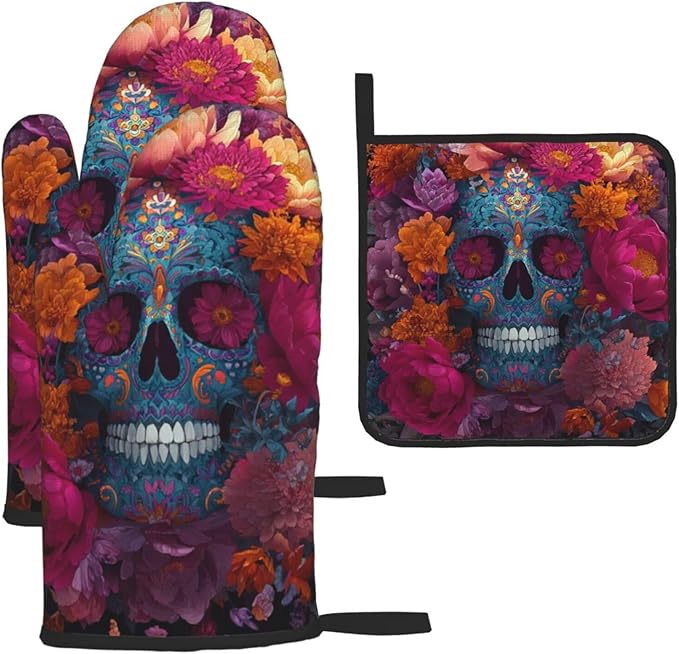 YBQBYQF - sugar skull winter gloves