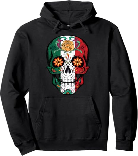 Mexico Flag Sugar Skull Mexican Independence Day - sugar skull sweatshirt womens