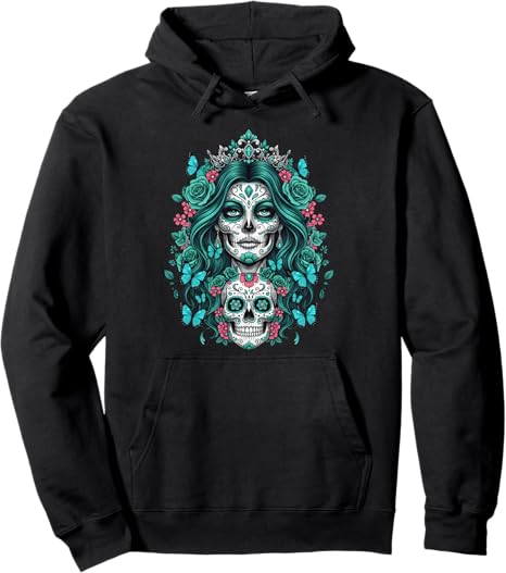 La Catrina Day of the Dead Sugar Skull Queen Women - sugar skull hoodie mens