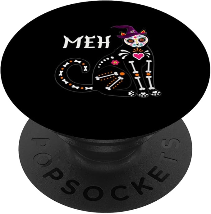 Sugar Skull Cat Meh Funny Halloween tees - sugar skull beanie