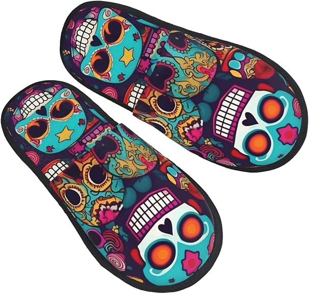KOUUIP - sugar skull slippers womens