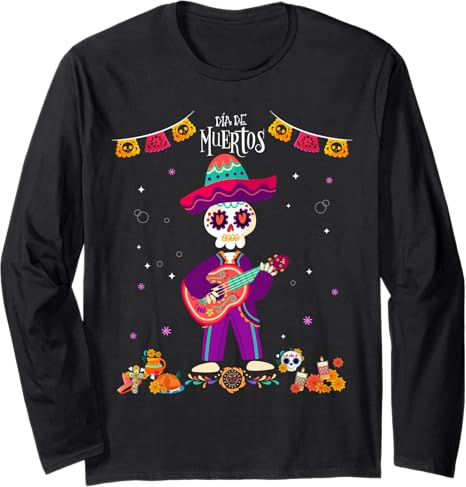 Day Of The Dead Sugar Skull Skeleton T Shirts Men - sugar skull long sleeve shirt mens