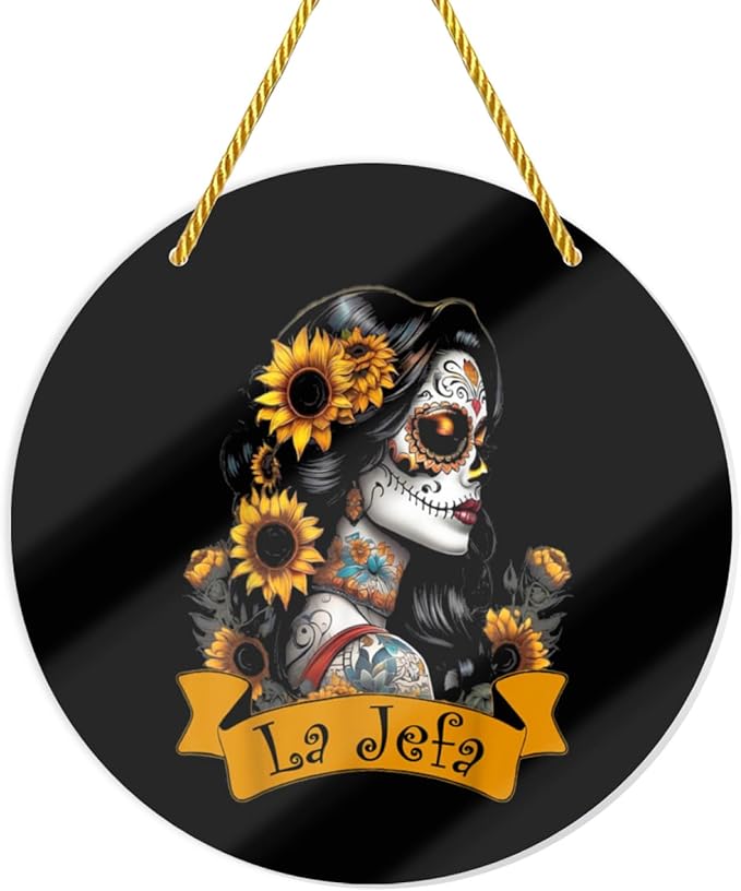 Dia De Los Muertos Mexican El Jefe Boss Sugar Skull Acrylic Circles Ornaments- Clear Acrylic Discs with Hole, Perfect for Making Christmas Ornaments, Gift Tag, Name Plates, Keepsakes - sugar skull christmas ornament