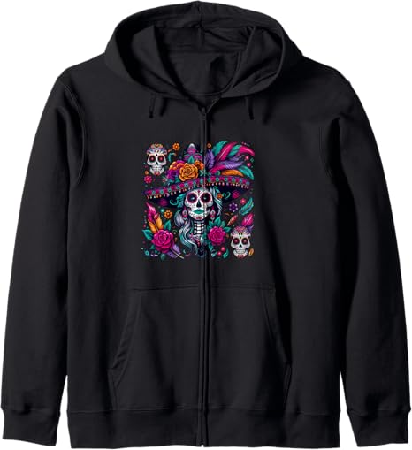 De Los Muertos La Catrina Day of The Dead Sugar - sugar skull hoodie mens
