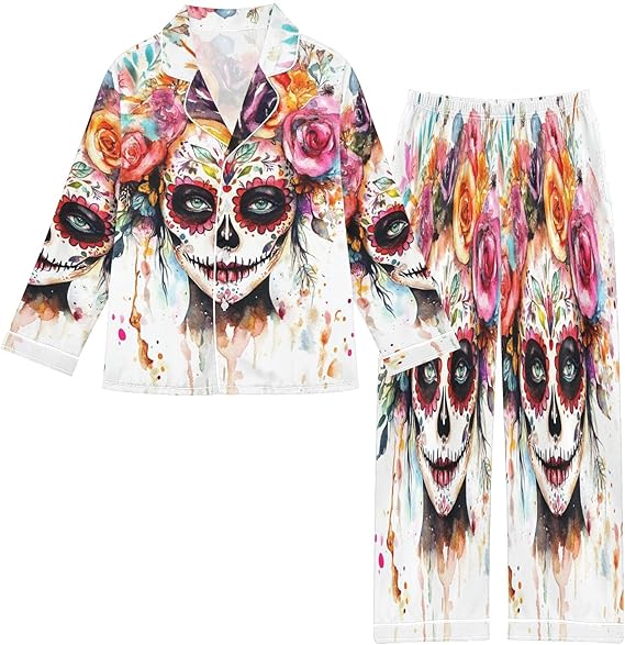 Krafig - sugar skull pajamas womens