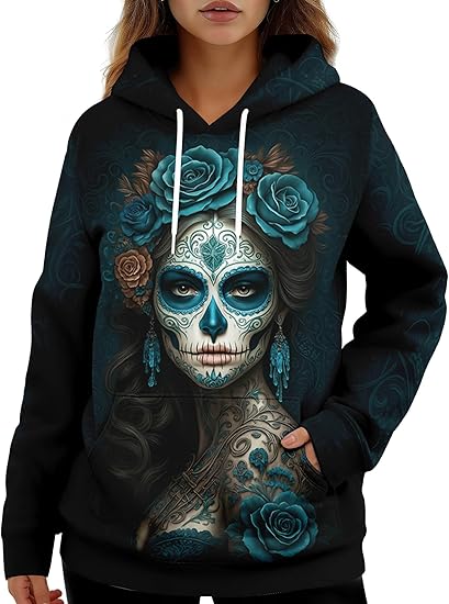 HIVICHI - sugar skull hoodie mens