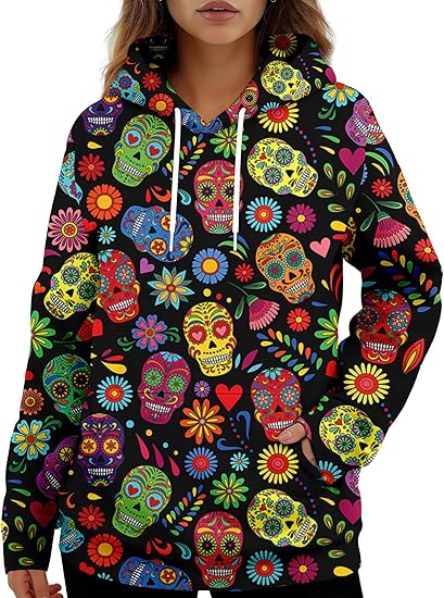 HIVICHI - sugar skull hoodie mens