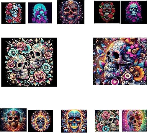 Sugar Skull Collection, 12 Pack Sublimation Transfers for 20oz Skinny Tumblers, 9.4 x 8.1 Inches, Day of Dead Floral Design - sugar skull tumbler with straw