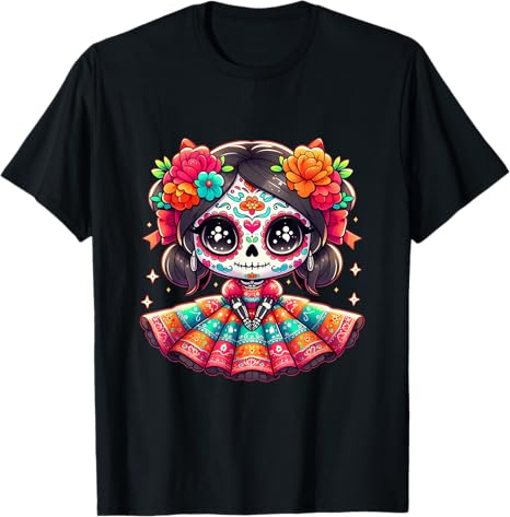 Colorful Mexican Sugar Skull Catrina Girl Fiesta - sugar skull dress womens