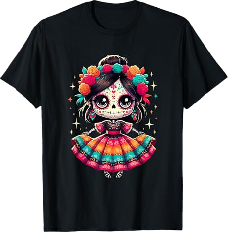 Colorful Mexican Sugar Skull Catrina Girl Fiesta - sugar skull dress womens