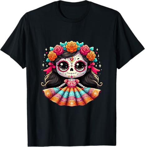Colorful Mexican Sugar Skull Catrina Girl Fiesta - sugar skull dress womens
