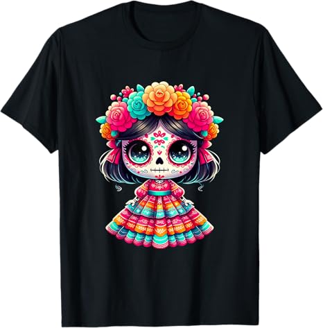 Colorful Mexican Sugar Skull Catrina Girl Fiesta - sugar skull dress womens