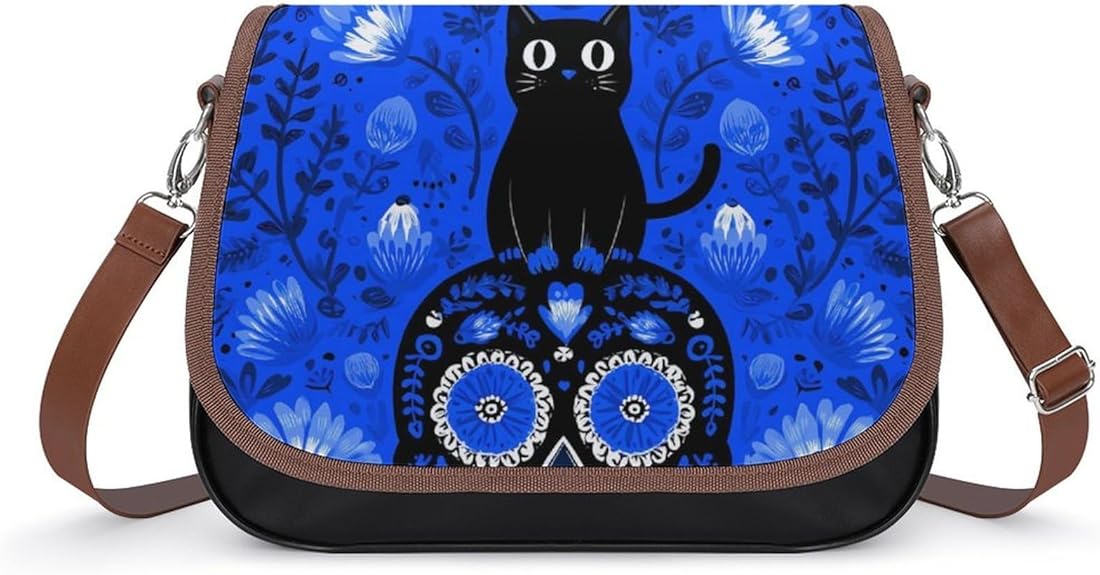 Cat on Sugar Skull Fashion Women's Crossbody Bags Printed Handbag Shoulder Bag Purse - sugar skull handbags for sale