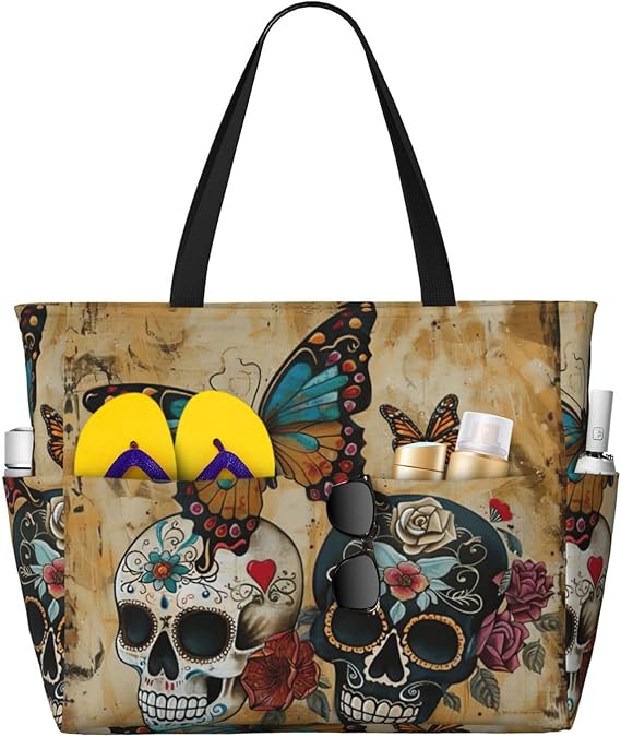 bnvmwe - sugar skull flip flops womens