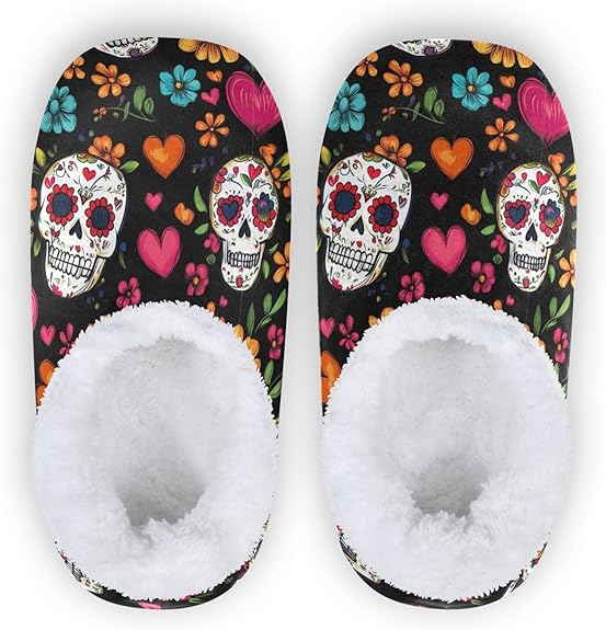 Dussdil - sugar skull slippers womens
