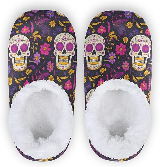 Dussdil - sugar skull slippers womens