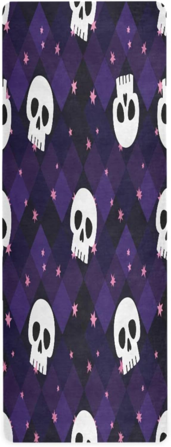 Yoga Mat Sugar Skull Sparkle Non Slip Fitness Exercise Mat Extra Thick Yoga Mats for Home Workout, Pilates, Floor Workouts 71 x 26 Inches - sugar skull yoga mat