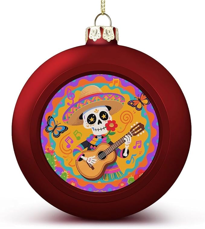 Sugar Skull Christmas Balls Ornaments Large Red Xmas Hanging Pendants 3inch Shatterproof Ornament for Christmas Tree Hanging Holiday Valentine's Day Party Xmas Decorations - sugar skull christmas decorations