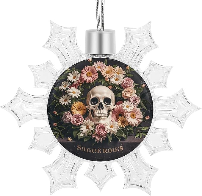Xmas Snowflake Pendant Bonsai Tree Sugar Skull Christmas Ornament for Christmas Tree Holiday Decorations Snowflake Hanging Decorations for Home Xmas Party Decors - sugar skull christmas decorations
