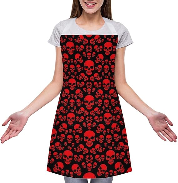 Men's Adjustable Apron Waterproof, Large Pocket Bib for Painting Workshop BBQ Tasks - sugar skull apron for women